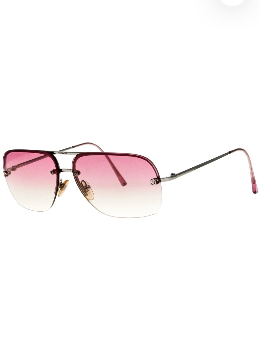 Like New💗CHANEL Pink Gradient Rimless Aviator Sunglasses